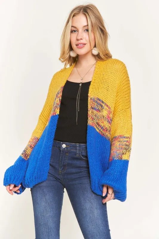 ADORA Colorblock Sweater Cardigan - Blu Lotus Boutique