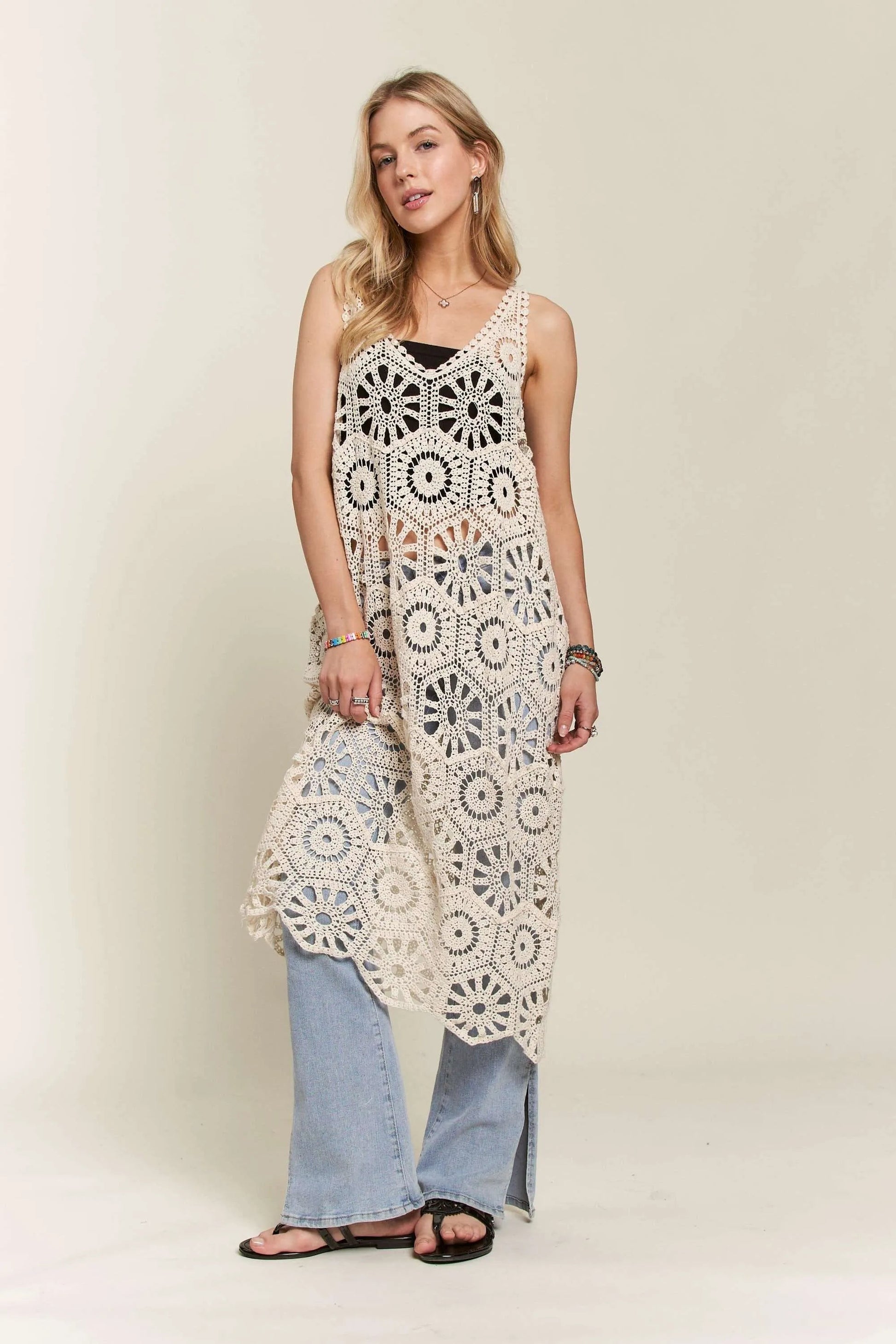 ADORA Crochet Cover - Up Tunic Top - Blu Lotus Boutique