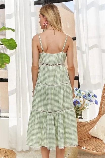 ADORA Gingham Detail Washed Dress - Blu Lotus Boutique
