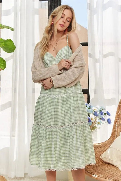 ADORA Gingham Detail Washed Dress - Blu Lotus Boutique