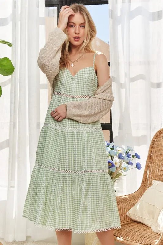 ADORA Gingham Detail Washed Dress - Blu Lotus Boutique