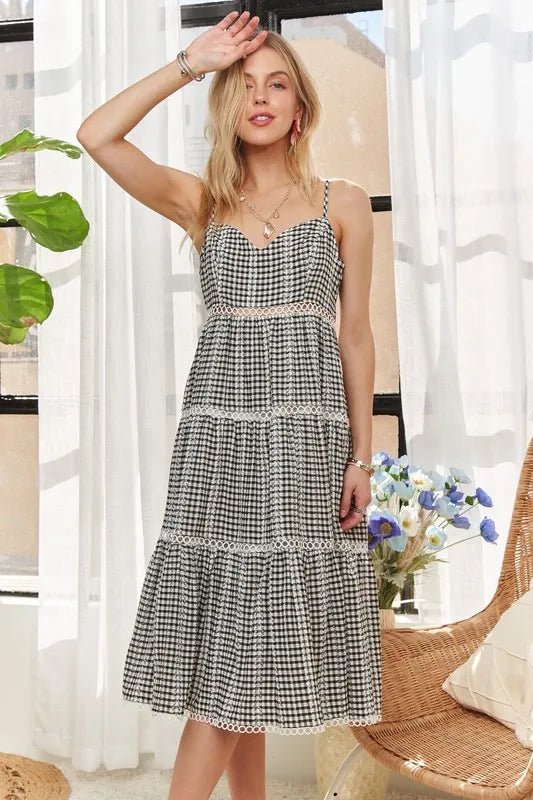 ADORA Gingham Detail Washed Dress - Blu Lotus Boutique