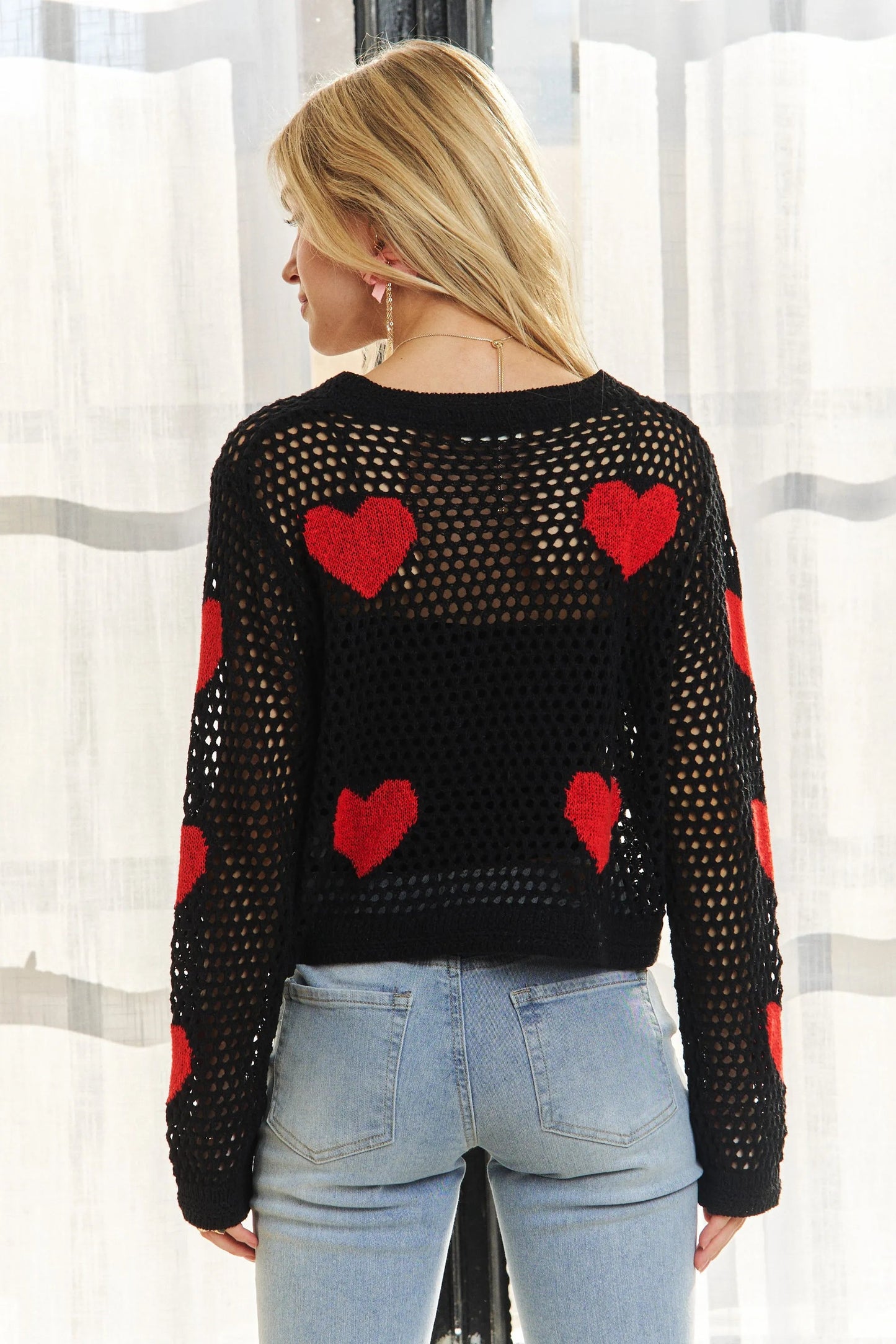 ADORA Heart Pattern Knit Top - Blu Lotus Boutique