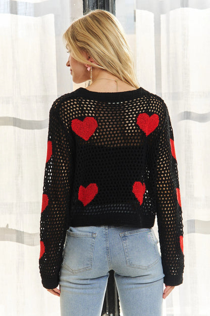 ADORA Heart Pattern Knit Top - Blu Lotus Boutique