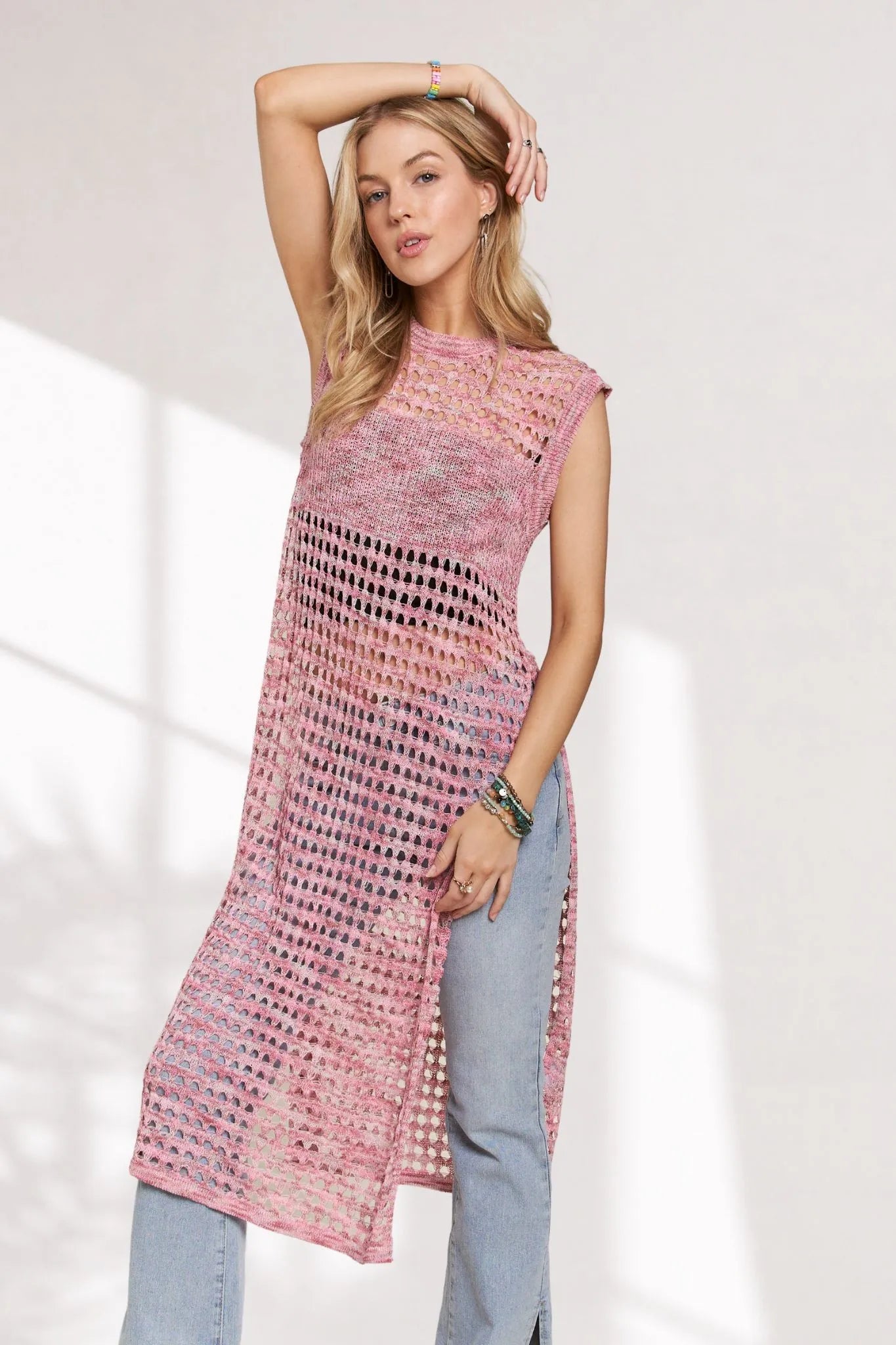 ADORA Multi Color Crochet Tunic Top - Blu Lotus Boutique
