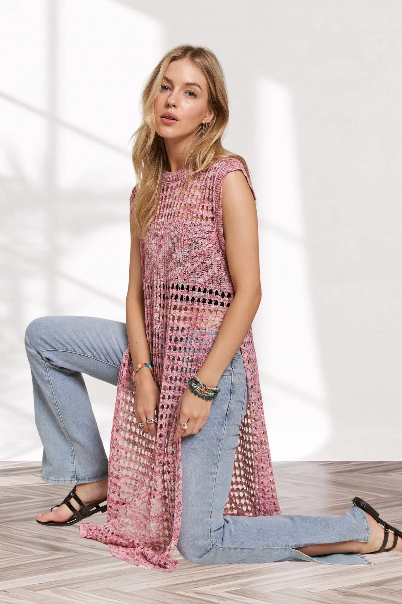 ADORA Multi Color Crochet Tunic Top - Blu Lotus Boutique