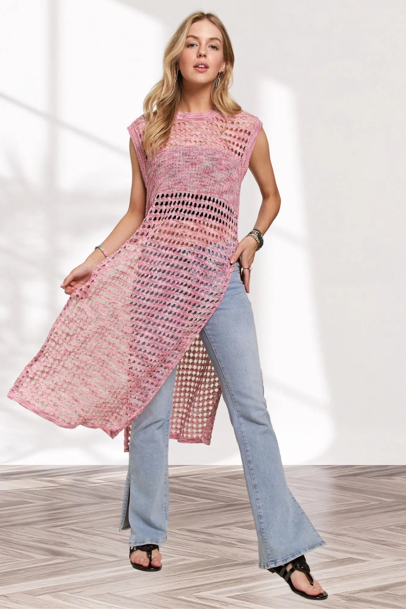 ADORA Multi Color Crochet Tunic Top - Blu Lotus Boutique