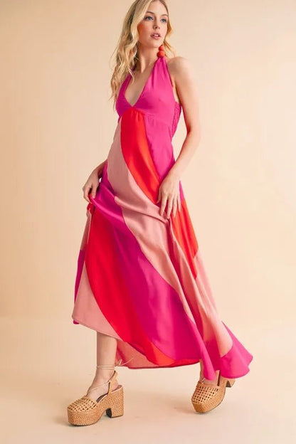Aemi+Co Color Block Sleeveless Maxi Dress - Blu Lotus Boutique