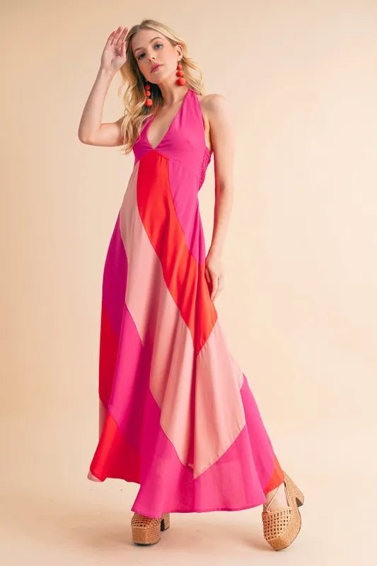 Aemi+Co Color Block Sleeveless Maxi Dress - Blu Lotus Boutique