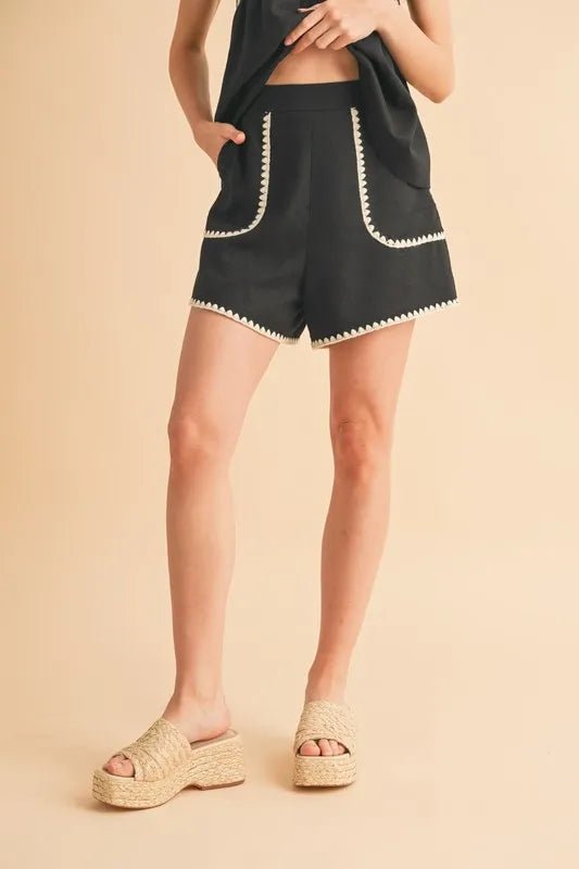 Aemi+Co Rickrack Trim Shorts - Blu Lotus Boutique