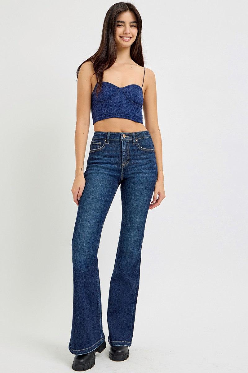 RISEN Full Size High Rise Flare Jeans with Pockets - Blu Lotus Boutique