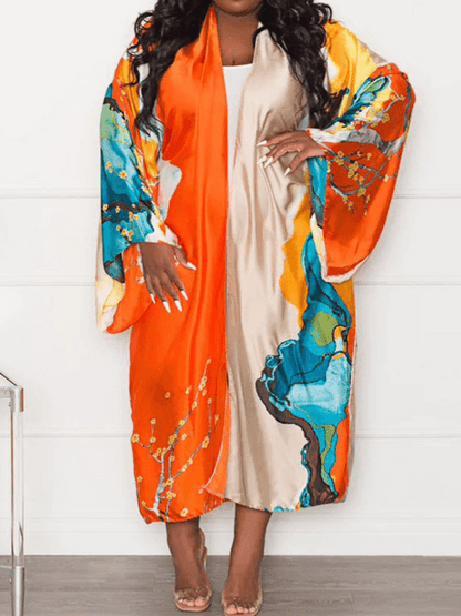 Printed Shawl Coat(Belt not included) - Blu Lotus Boutique