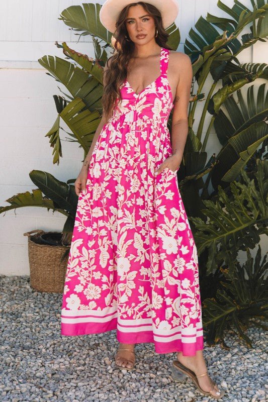 Alicia Floral Backless Maxi Dress - Blu Lotus Boutique
