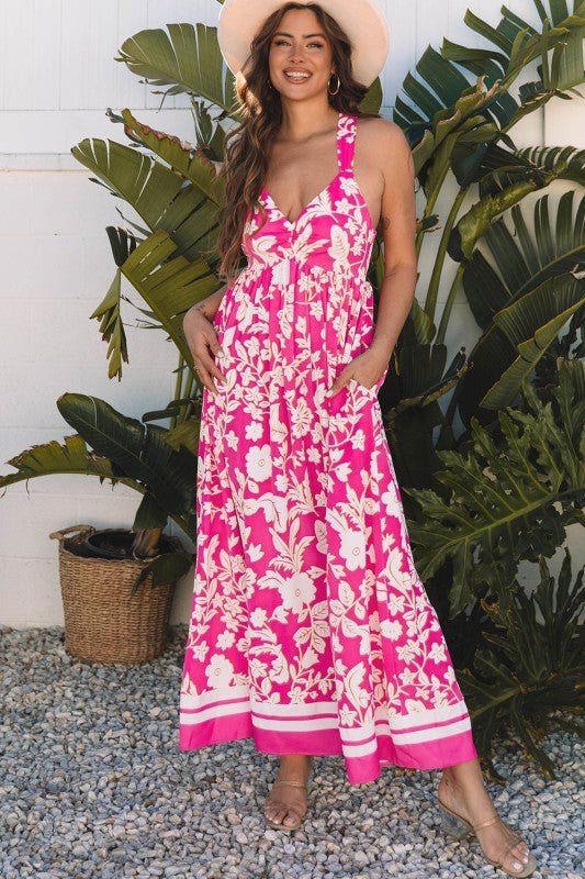 Alicia Floral Backless Maxi Dress - Blu Lotus Boutique