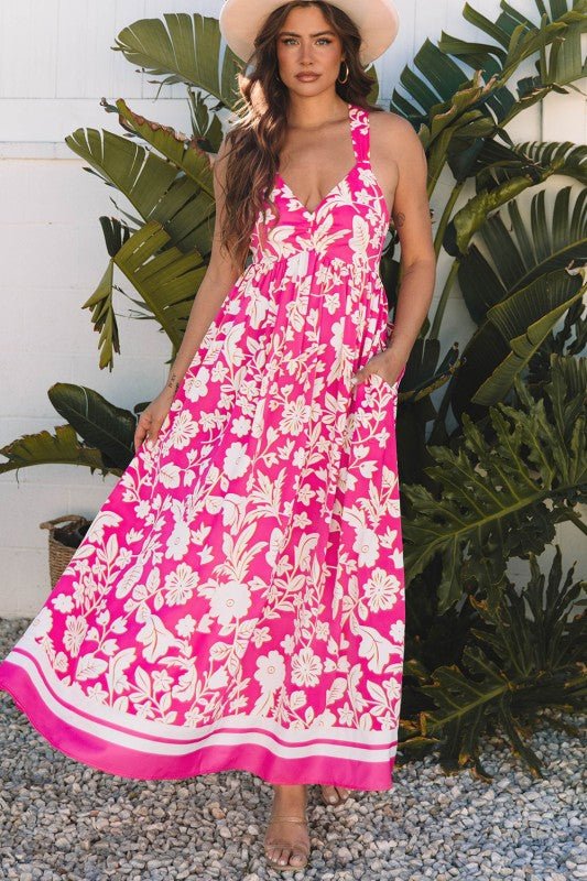 Alicia Floral Backless Maxi Dress - Blu Lotus Boutique