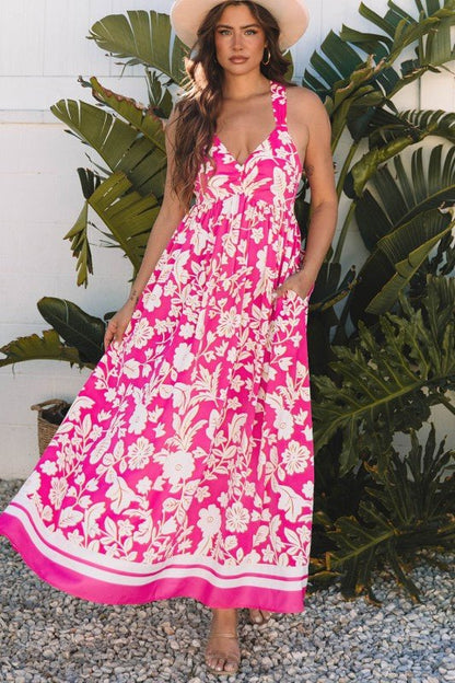 Alicia Floral Backless Maxi Dress - Blu Lotus Boutique