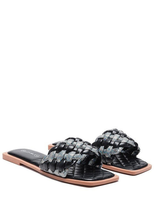 ALLIUM METALLIC WOVEN STRAP FLATS - Blu Lotus Boutique