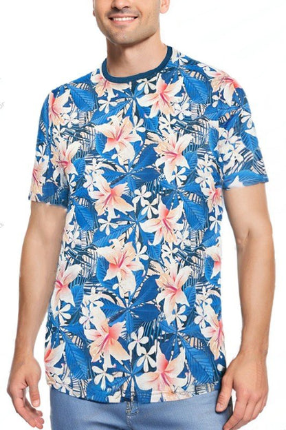 Allover Print Short Sleeve Tshirt - Blu Lotus Boutique