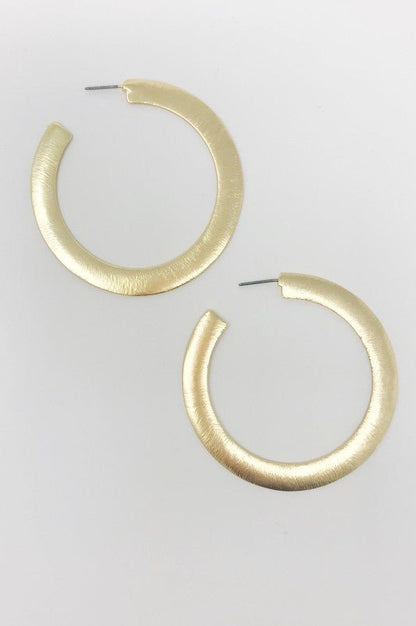 Alma Thick Flattened Metal Hoop Earrings, Gold - Blu Lotus Boutique