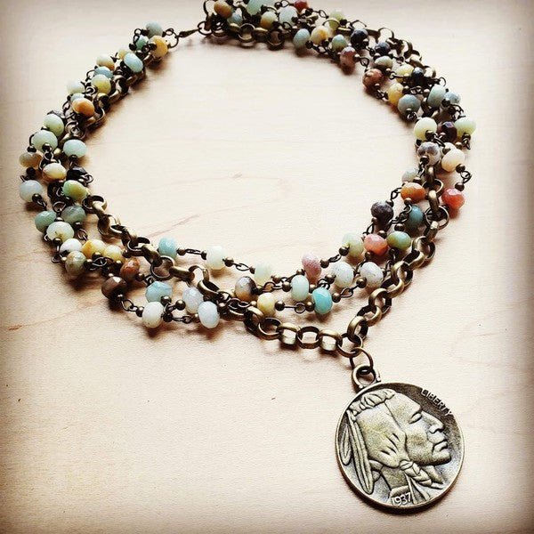 Amazonite Collar Necklace with Indian Head Coin - Blu Lotus Boutique