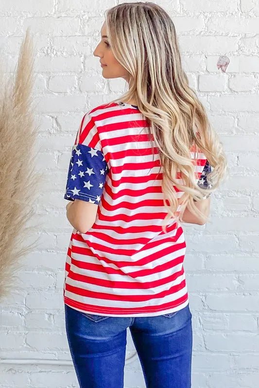 And The Why American Flag Short Sleeve Top - Blu Lotus Boutique