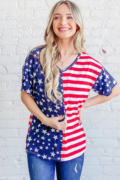 And The Why American Flag Short Sleeve Top - Blu Lotus Boutique