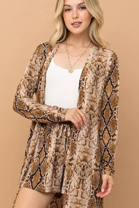 And The Why Animal Print Kimono and Shorts Set - Blu Lotus Boutique