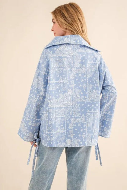 And The Why Bandana Pattern Lace Up Detailed Windbreaker - Blu Lotus Boutique