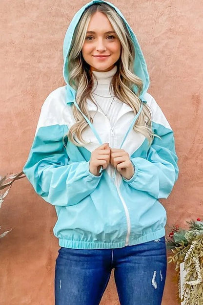 And The Why Color Block Windbreaker Jacket - Blu Lotus Boutique