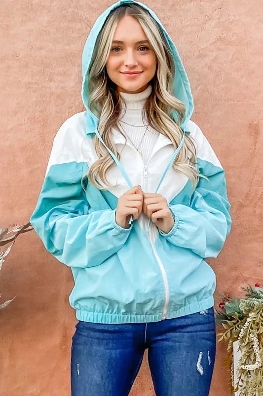 And The Why Color Block Windbreaker Jacket - Blu Lotus Boutique