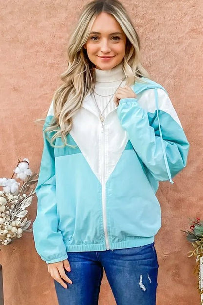 And The Why Color Block Windbreaker Jacket - Blu Lotus Boutique