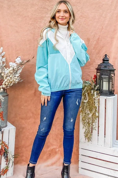 And The Why Color Block Windbreaker Jacket - Blu Lotus Boutique