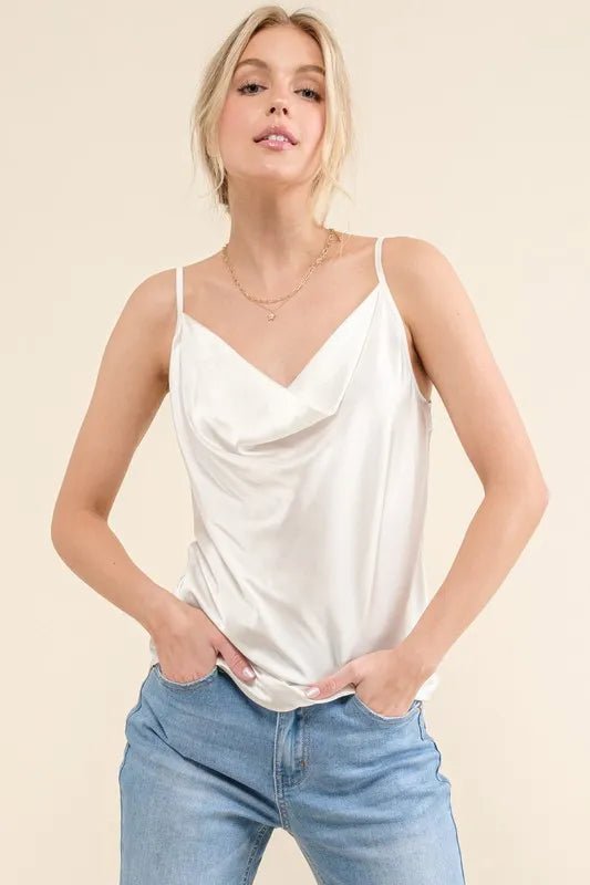 And The Why Satin Cami with Adjustable Strap - Blu Lotus Boutique