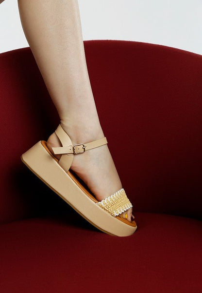 Anglong Raffia Flatform Sandals - Blu Lotus Boutique
