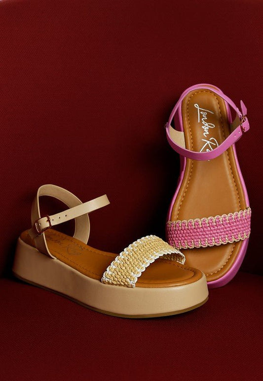 Anglong Raffia Flatform Sandals - Blu Lotus Boutique
