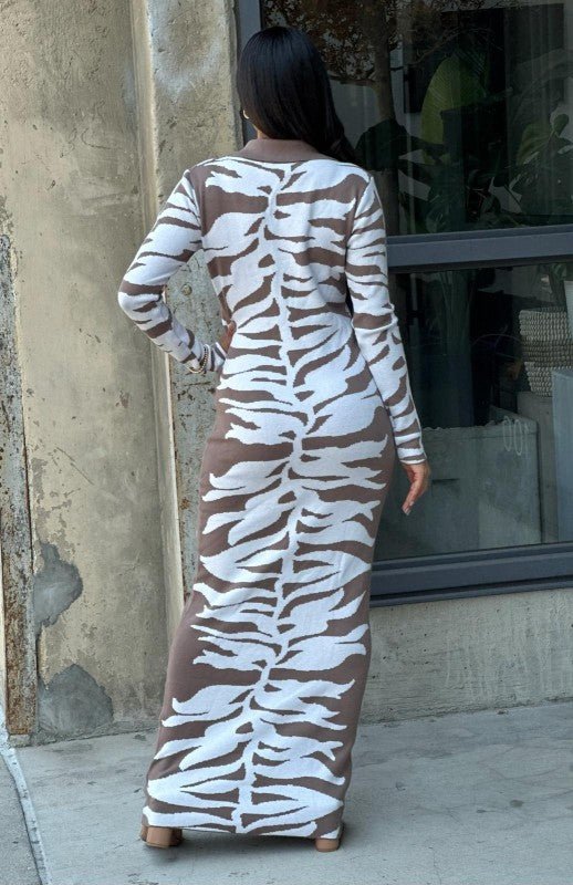 Animal Print Sweater Dress Body Con - Blu Lotus Boutique