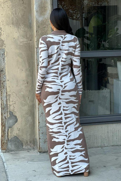 Animal Print Sweater Dress Body Con - Blu Lotus Boutique