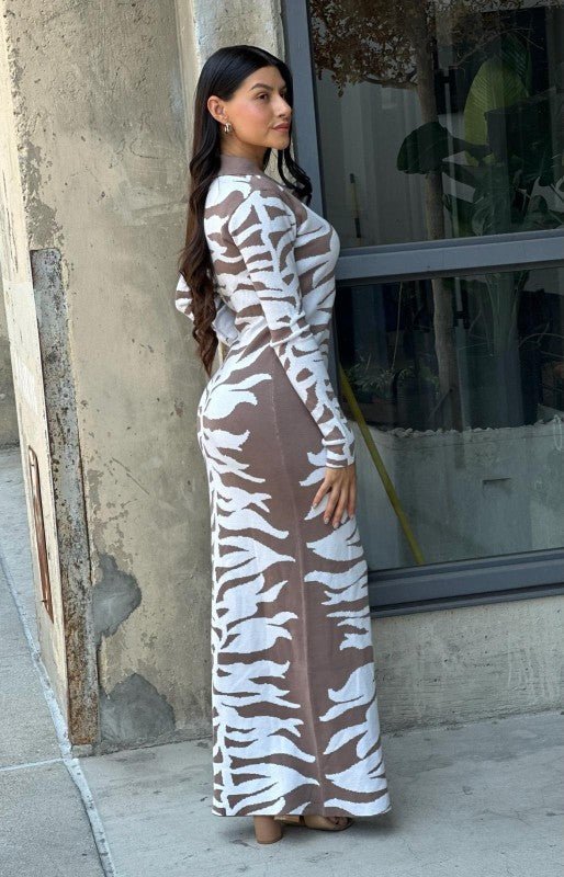 Animal Print Sweater Dress Body Con - Blu Lotus Boutique