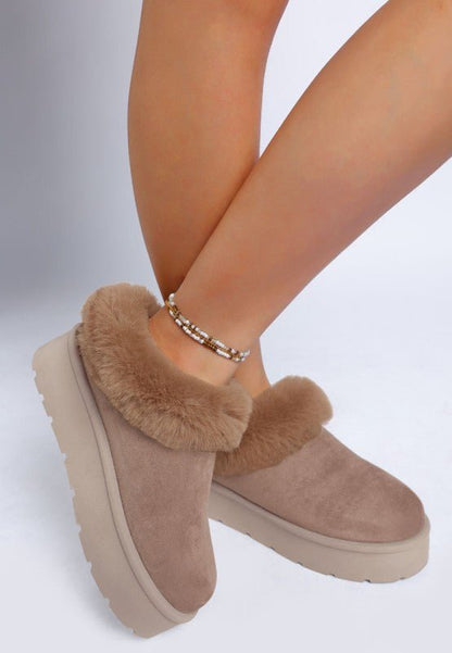 Aniso Faux Fur Slip On Snow Boots - Blu Lotus Boutique