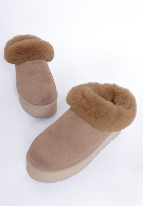 Aniso Faux Fur Slip On Snow Boots - Blu Lotus Boutique