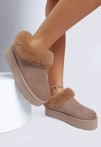 Aniso Faux Fur Slip On Snow Boots - Blu Lotus Boutique