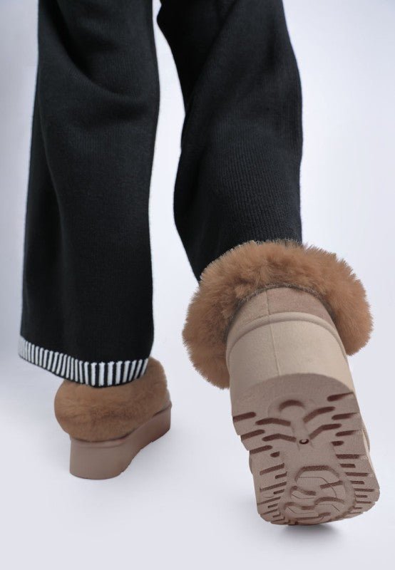 Aniso Faux Fur Slip On Snow Boots - Blu Lotus Boutique