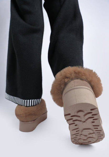 Aniso Faux Fur Slip On Snow Boots - Blu Lotus Boutique