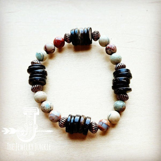 Aqua Terra and Wood Bracelet - Blu Lotus Boutique