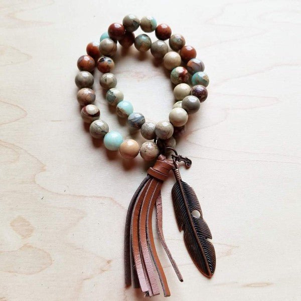 Aqua Terra Double Strand Bracelet with Tassel - Blu Lotus Boutique