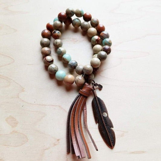 Aqua Terra Double Strand Bracelet with Tassel - Blu Lotus Boutique