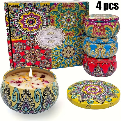 Aromatherapy Bliss 4 Natural Soy Wax Scented Candle Gift Set - Blu Lotus Boutique