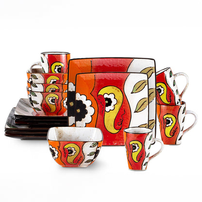 Artisan HandPainted Reactive Glaze Stoneware Dinnerware Set - Blu Lotus Boutique