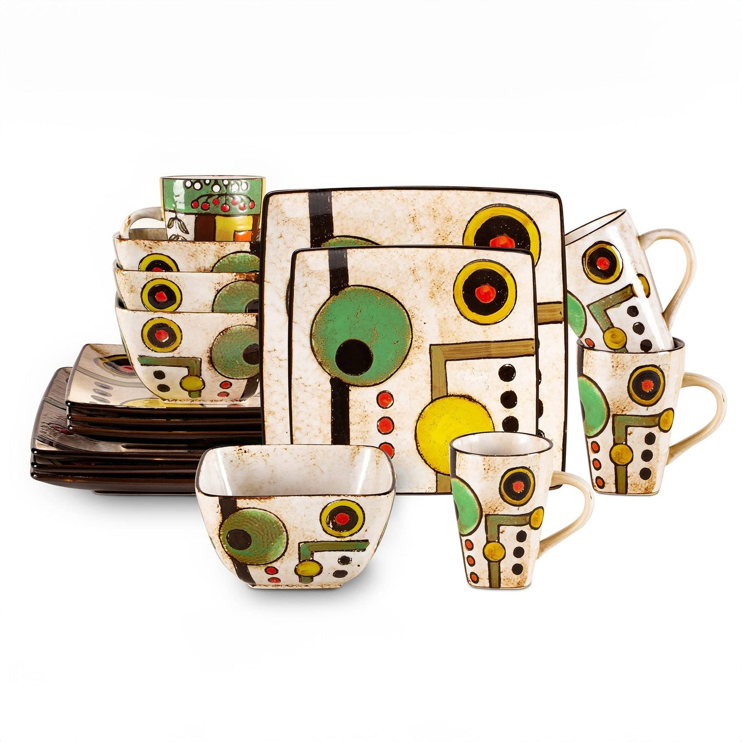 Artisan HandPainted Reactive Glaze Stoneware Dinnerware Set - Blu Lotus Boutique