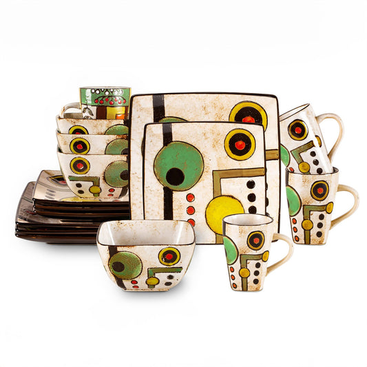 Artisan HandPainted Reactive Glaze Stoneware Dinnerware Set - Blu Lotus Boutique